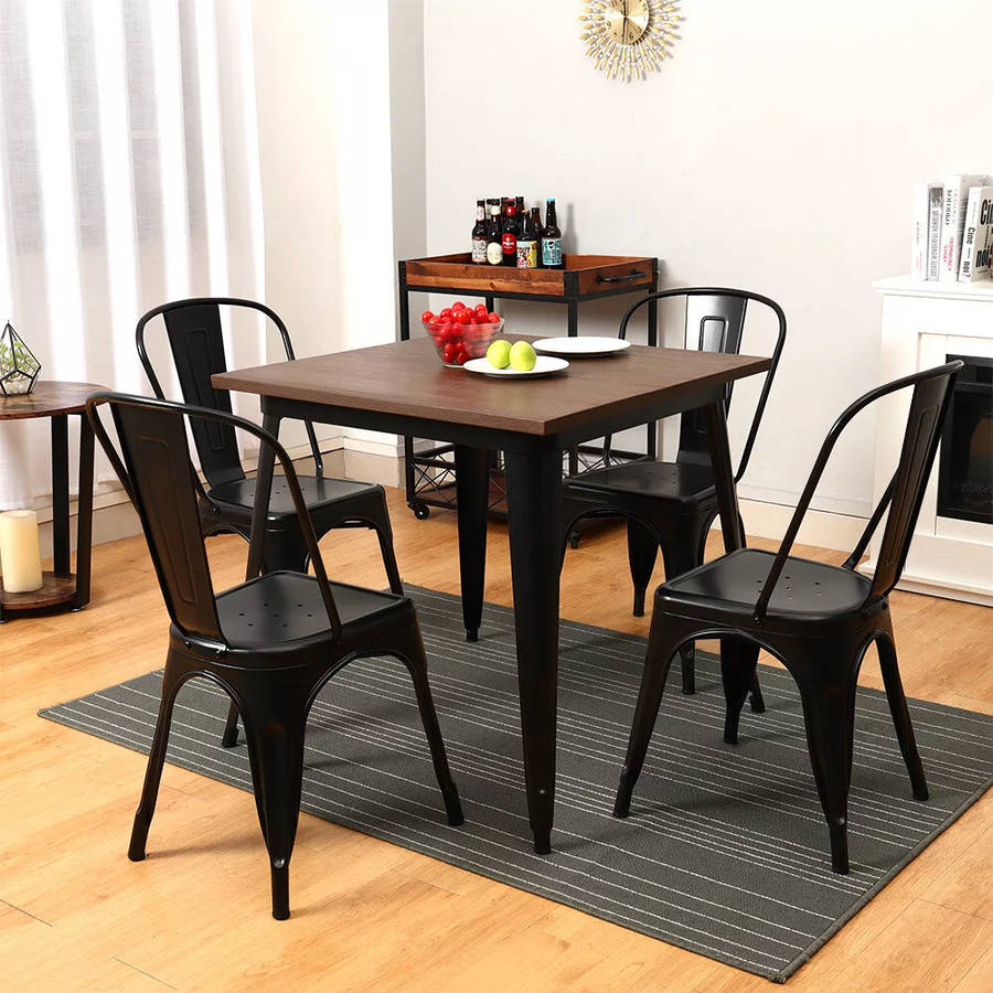 Metal stackable chair outdoor/indoor use- Black 4 pack