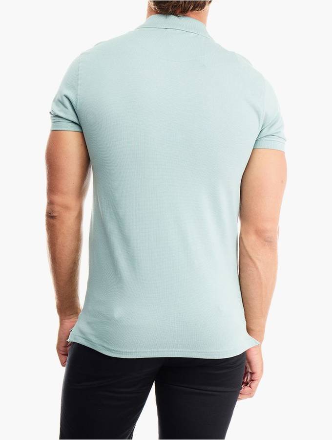 POLO Men`s Classic Pique Short Sleeve Golfer - Aqua