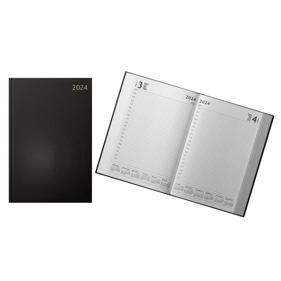 A5 2024 Page - A - Day Diary Planner Journal - Black