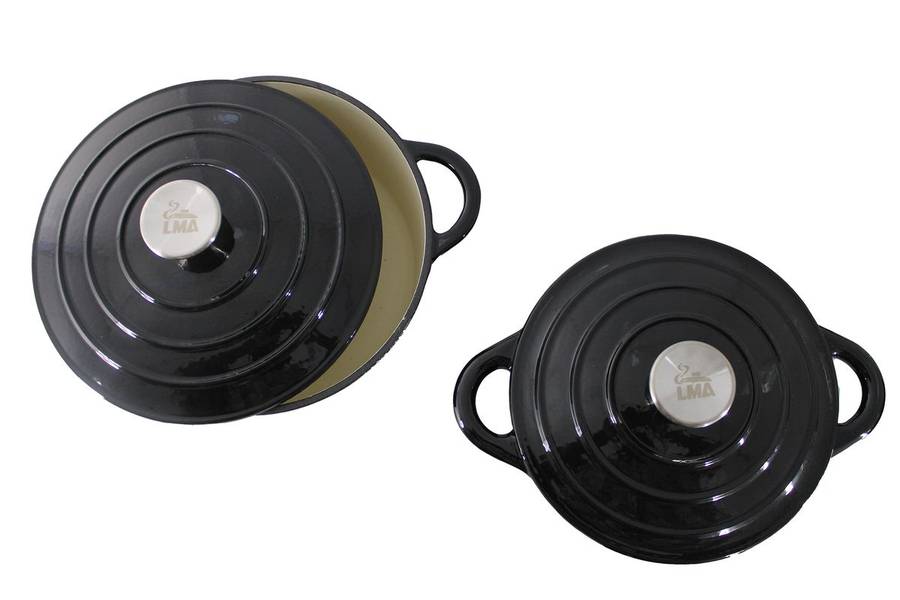 LMA 7 Piece Cast Iron Dutch Oven Cookware Set - Black (PLEASE READ DESCRIPTION)