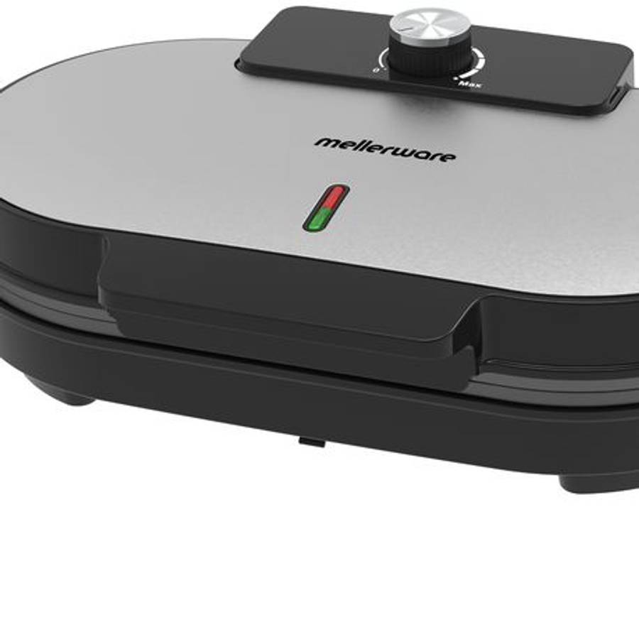 Mellerware - Waffle Maker Dual Non-Stick Black 33.6 x 18.2cm 1400W - Mellerware - Waffle Maker Du...