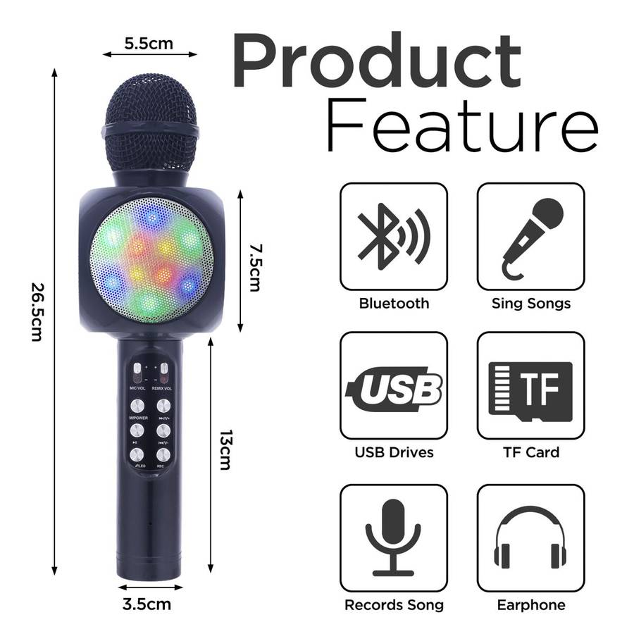 Karaoke Bluetooth Microphone Wireless Bluetooth Karaoke Microphone - Black