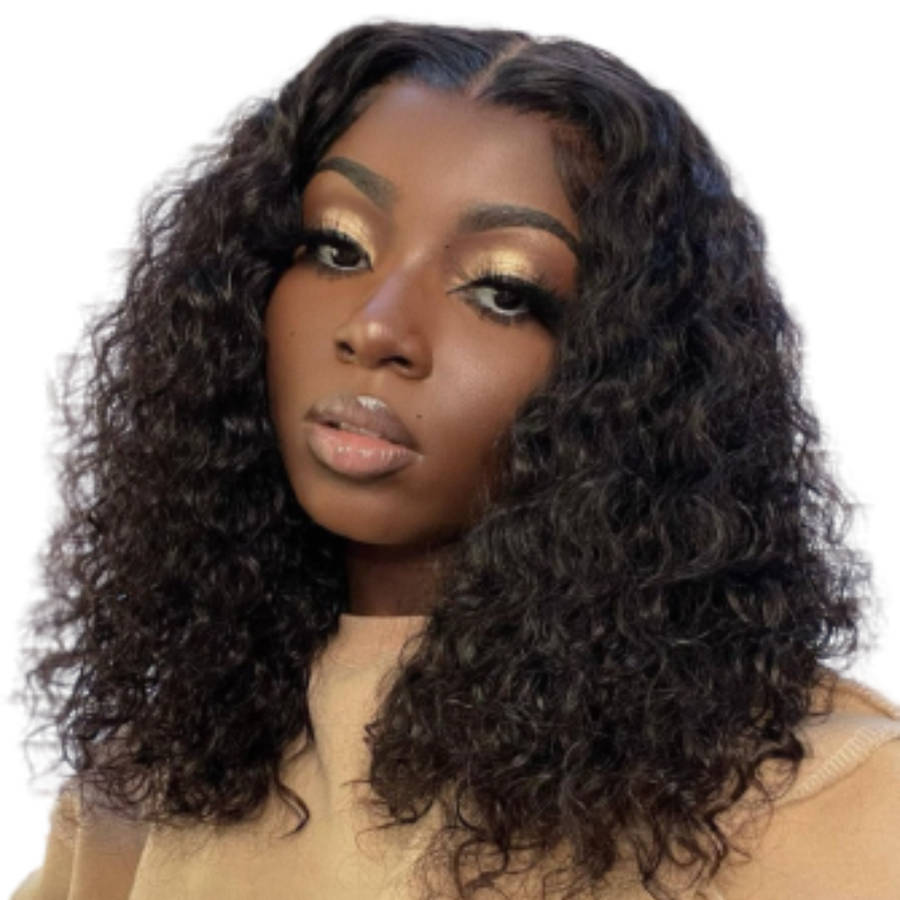 16" Curly Brazilian Hair Wig With 4x4 Closure.