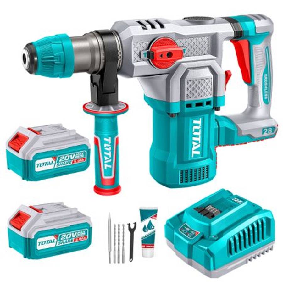 Total tools - Cordless Rotary Hammer 4.5J with 2 x 5Ah Batteries & Charger - Total tools - Cordle...