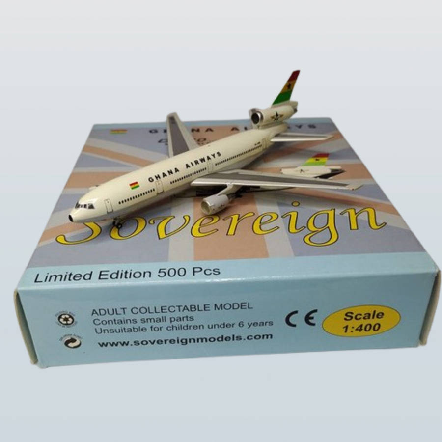 1:400 Scale, Ghana Airways, McDonnel Douglas, DC -10 , Diecast Alloy Model