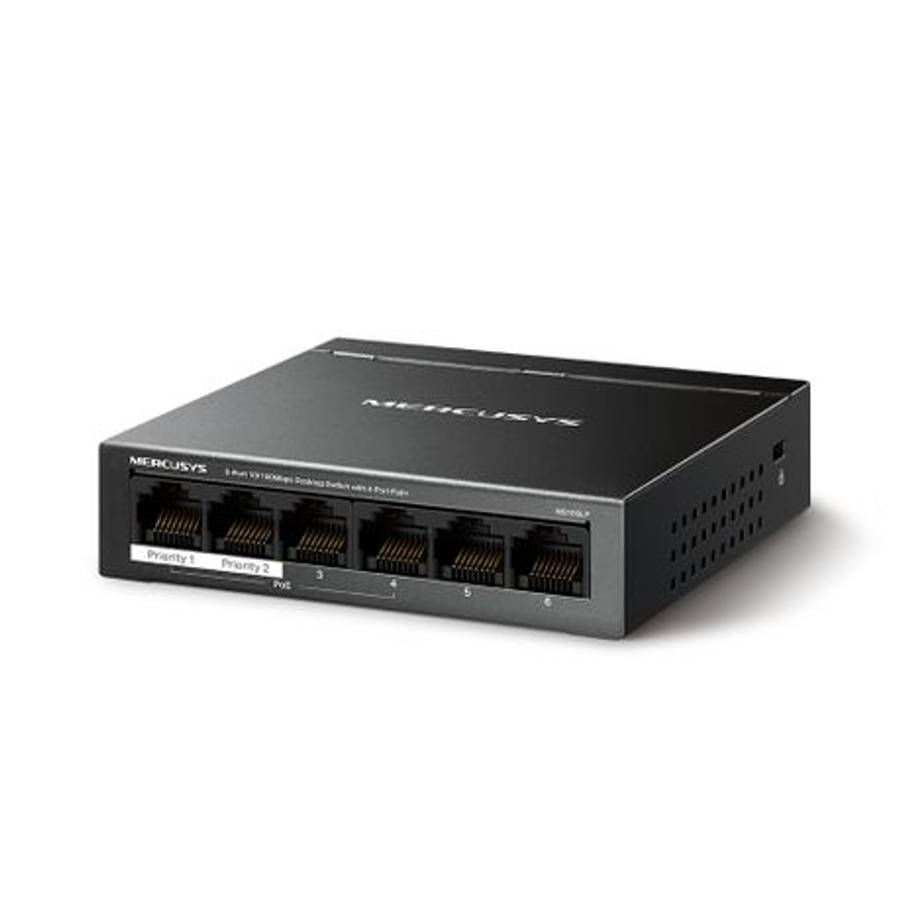 Mercusys - MS106LP 6-Port 10/100Mbps Desktop Switch with 4-Port PoE+ - Mercusys - MS106LP 6-Port ...