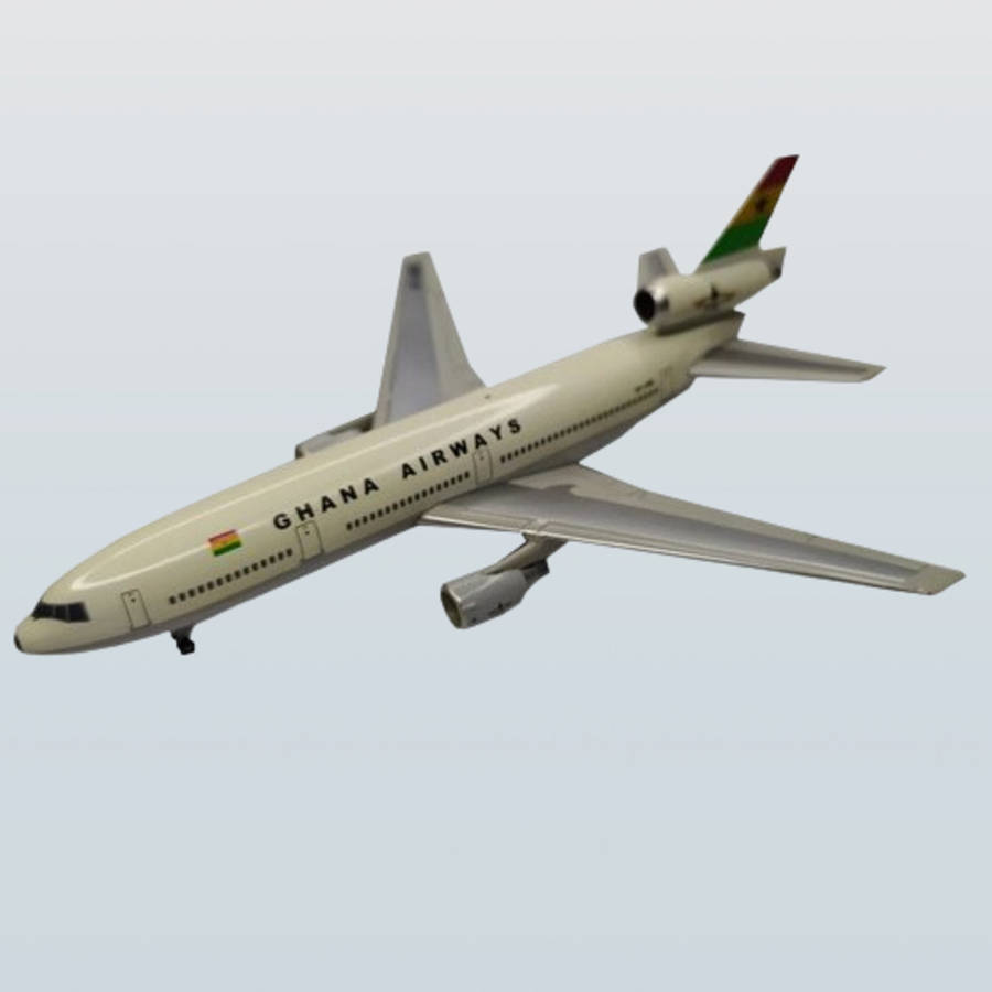 1:400 Scale, Ghana Airways, McDonnel Douglas, DC -10 , Diecast Alloy Model
