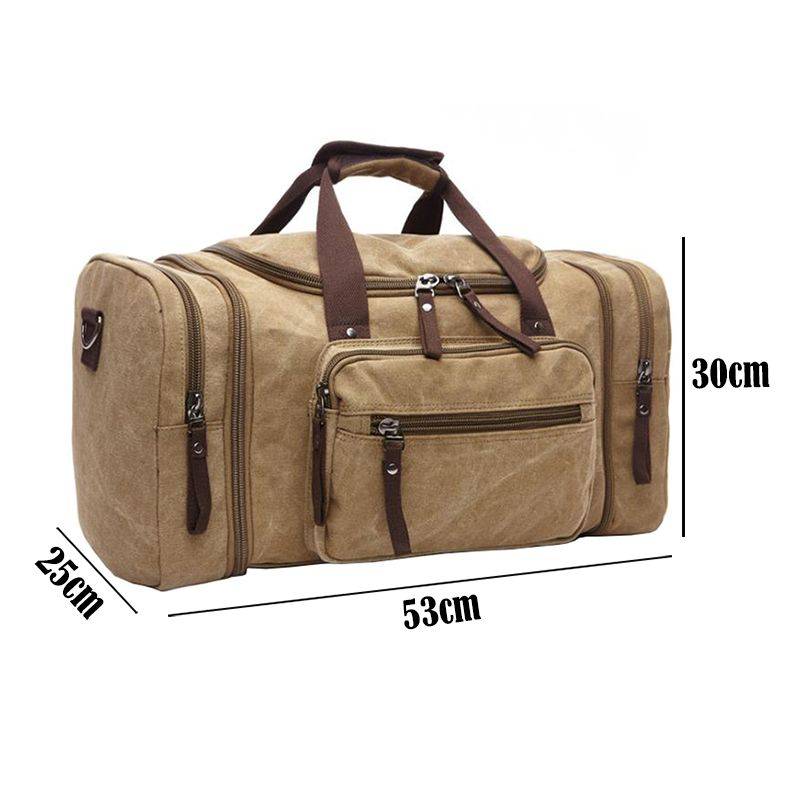 Canvas Duffel Bag Carry-on Overnight Bag - Khaki