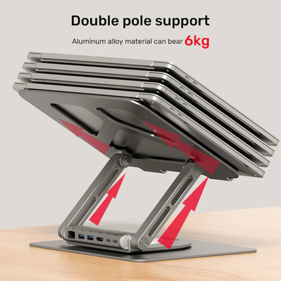 Unitek - 360 Rotating Base Stand with Type-C Docking Station - Unitek - 360 Rotating Base Stand w...