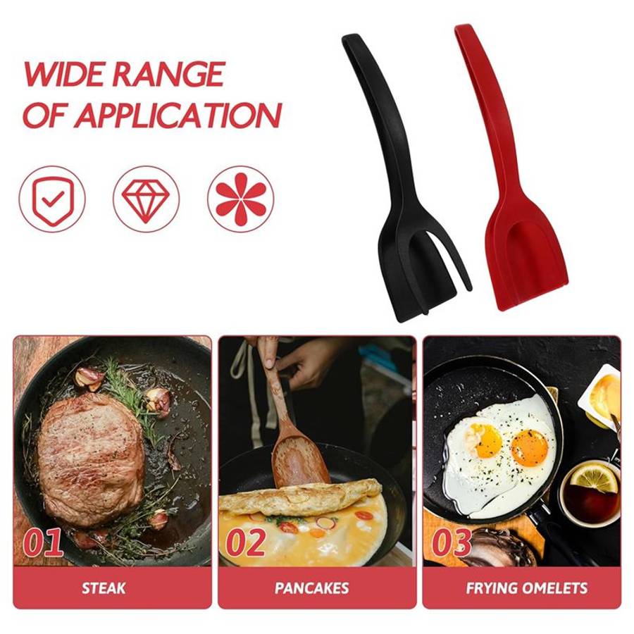 Fried Egg Double Spatula Pancake Bread Clamp Barbecue Shovel Tongs
