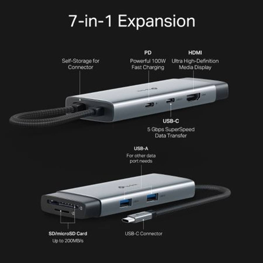 Tp-Link - UH7020C USB Type-C 7-in-1 Hub, 1xHDMI+1xSD+1xmicroSD+1xPD+1xTypeC/A - Tp-Link - UH7020C...