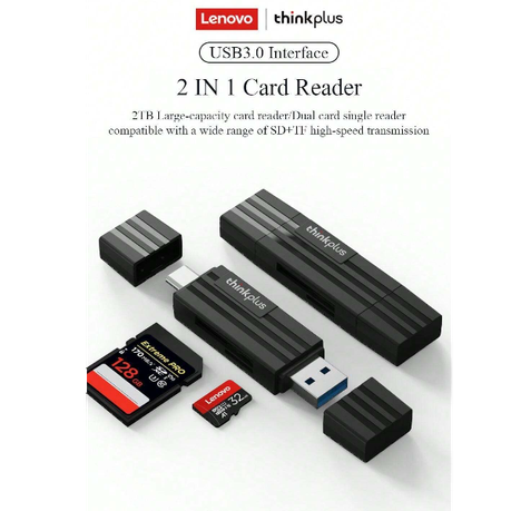Lenovo - TC101 - 2-in-1 SD Card Reader and USB-C Adapter - Black