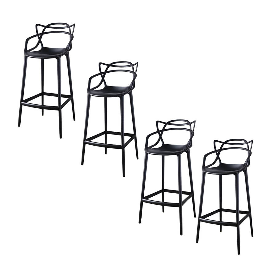 Bar Stool - Plastic - Black - 4 Pack