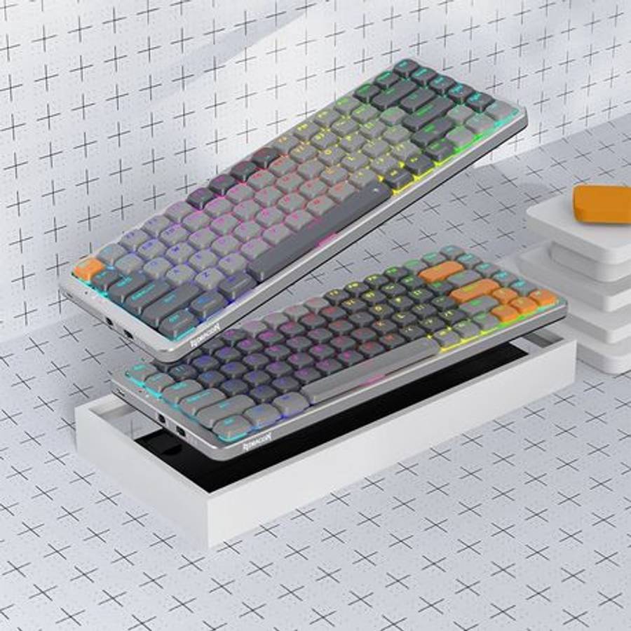 Redragon - Azure Mechanical 75% Wireless RGB Gaming Keyboard - Grey - Redragon - Azure Mechanical...