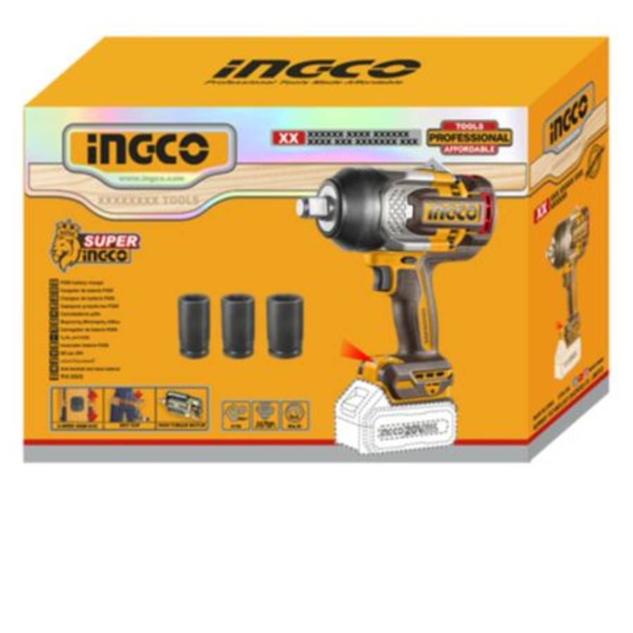 Ingco -Brushless Cordless Impact Wrench (20V ) - 3/4" Drive - Tool Only - Ingco -Brushless Cordle...