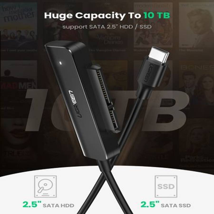 Ugreen - CM321 USB Type-C to 2.5" SATA HDD/SSD Converter Cable 5Gbps-Black - Ugreen - CM321 USB T...