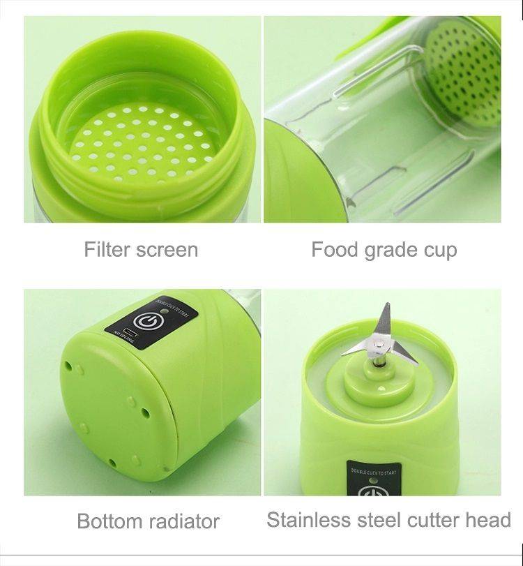 380ml Portable Juicer Blender 6 Blades Rechargeable Fruit Mixing Machine