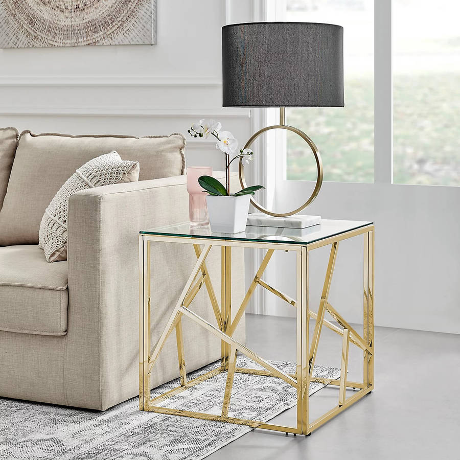 Cyprus Side/ End Table - Gold Transparent