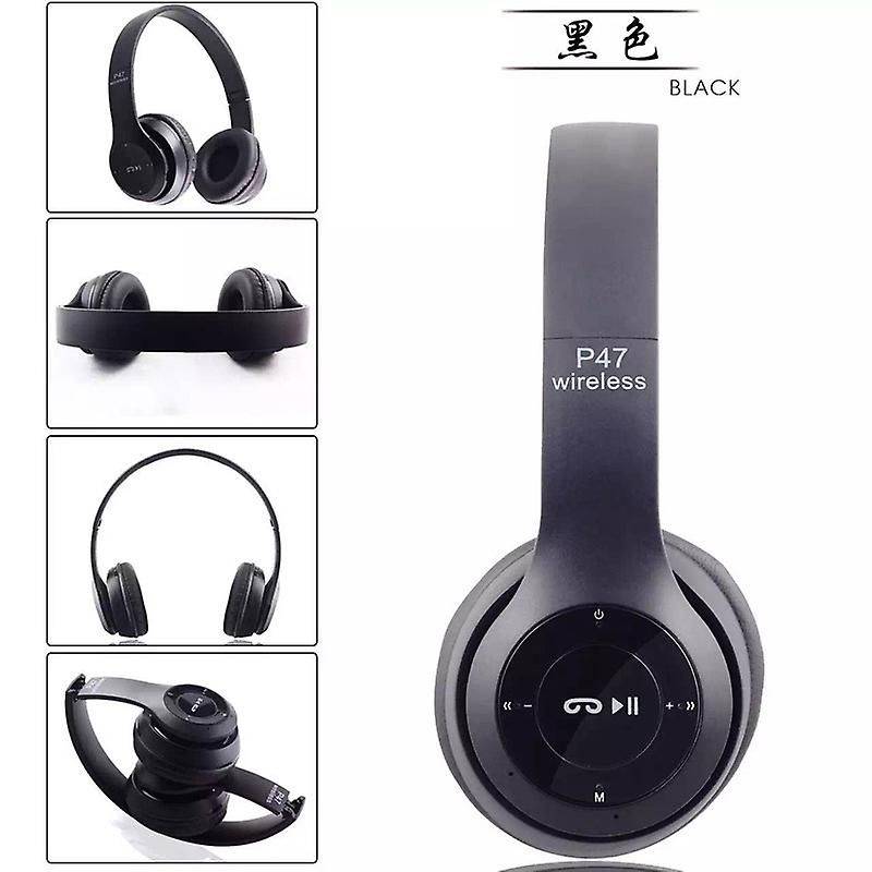 P47 Wireless Bluetooth Headphones - Black