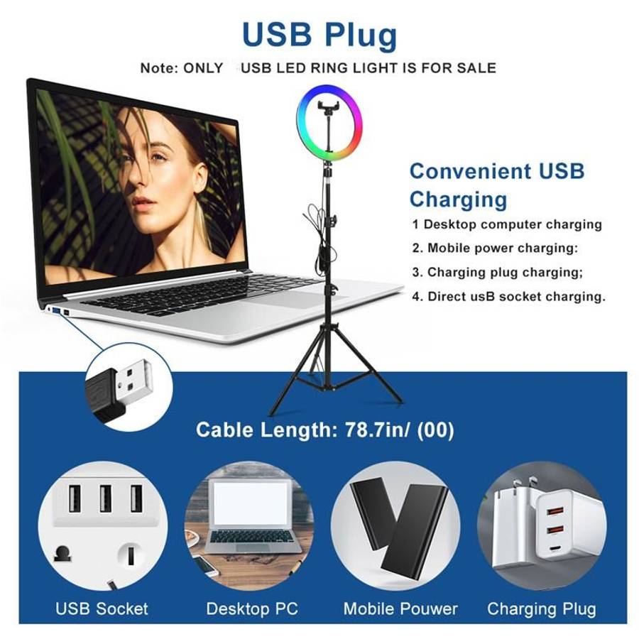 10-inch RGB LED soft ring light with tripod for live broadcasting
