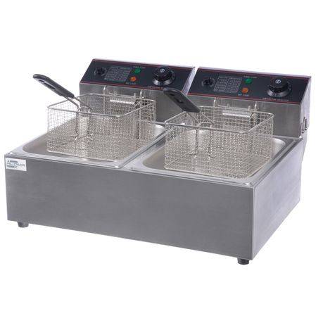 Ideal 6L + 6L Double Pan Deep Fryer Silver with Hanger Rods (PLEASE READ DESCRIPTION)