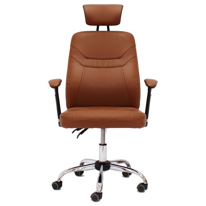 Office Chairs - Contemporary Design PU Leather Office Arm Chair- Reclinable Backrest -Brown Colour