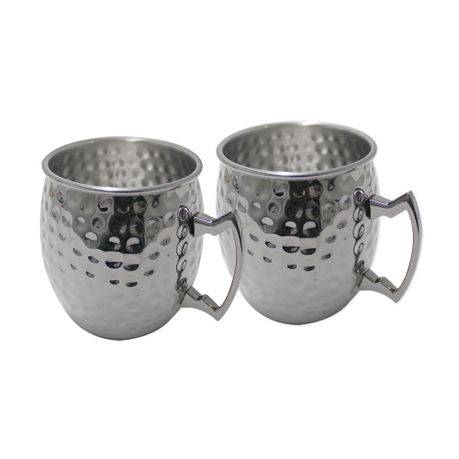 Hammered Stainless Steel Moscow Mule Mug Set - 500ml - 2-Piece
