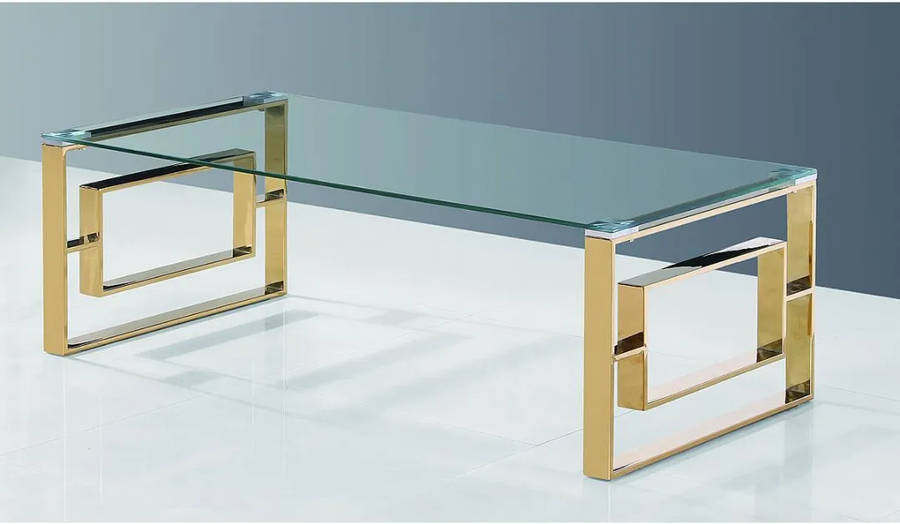 Coffee Table with Glass Top available in Gold