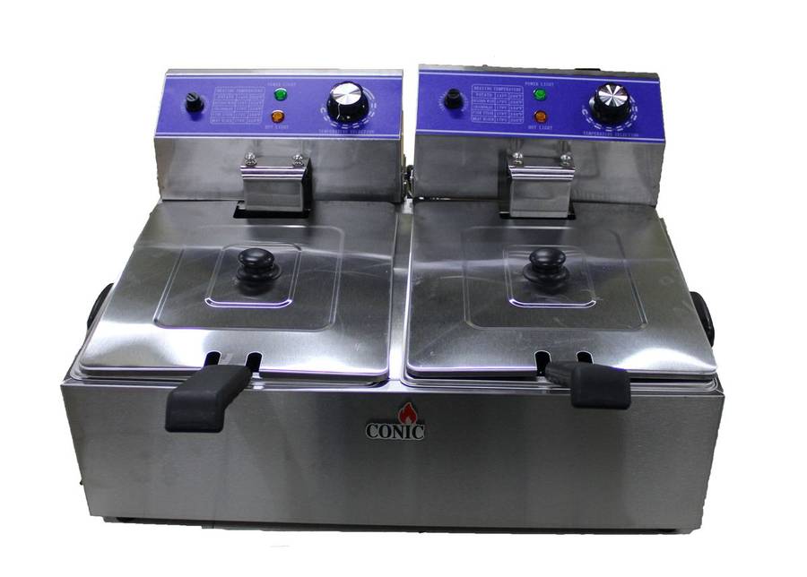 Conic 6L+6L Double Pan Electric Deep Fryer with Dry Boil & Overheat Protect
