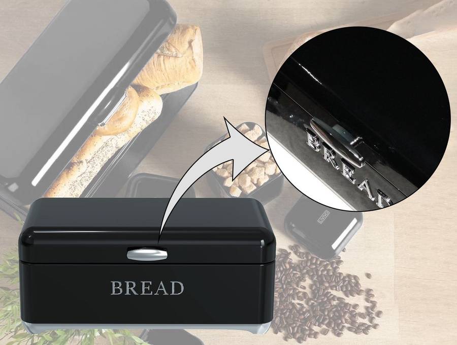 Glossy Retro Stainless Steel Bread Bin & Matching Caniser Set - Hook Handle (READ DESCRIPTION)