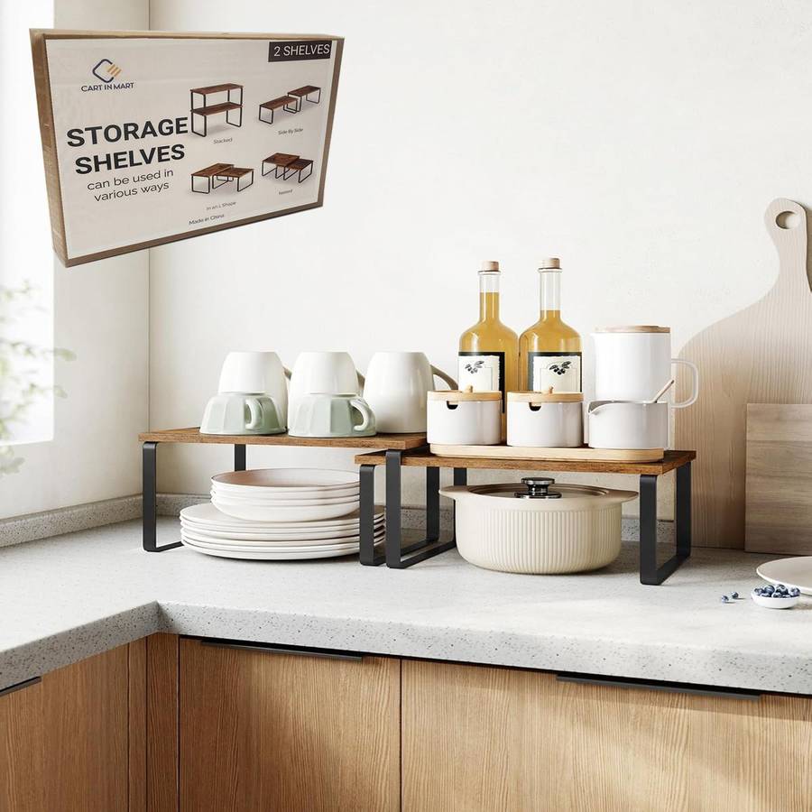 Stackable Kitchen Cabinet Organiser Shelf Counter Storage