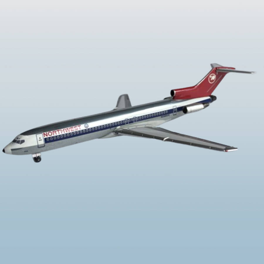 1:400 Scale, Northwest Airlines, Boeing 727, Diecast Alloy Display Model