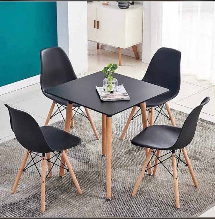 Square Table with Chairs - Black