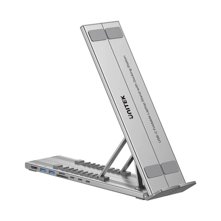 Unitek - USB-C Foldable Laptop Stand 7IN1 Replicator 100W Power Delivery - Unitek - USB-C Foldabl...