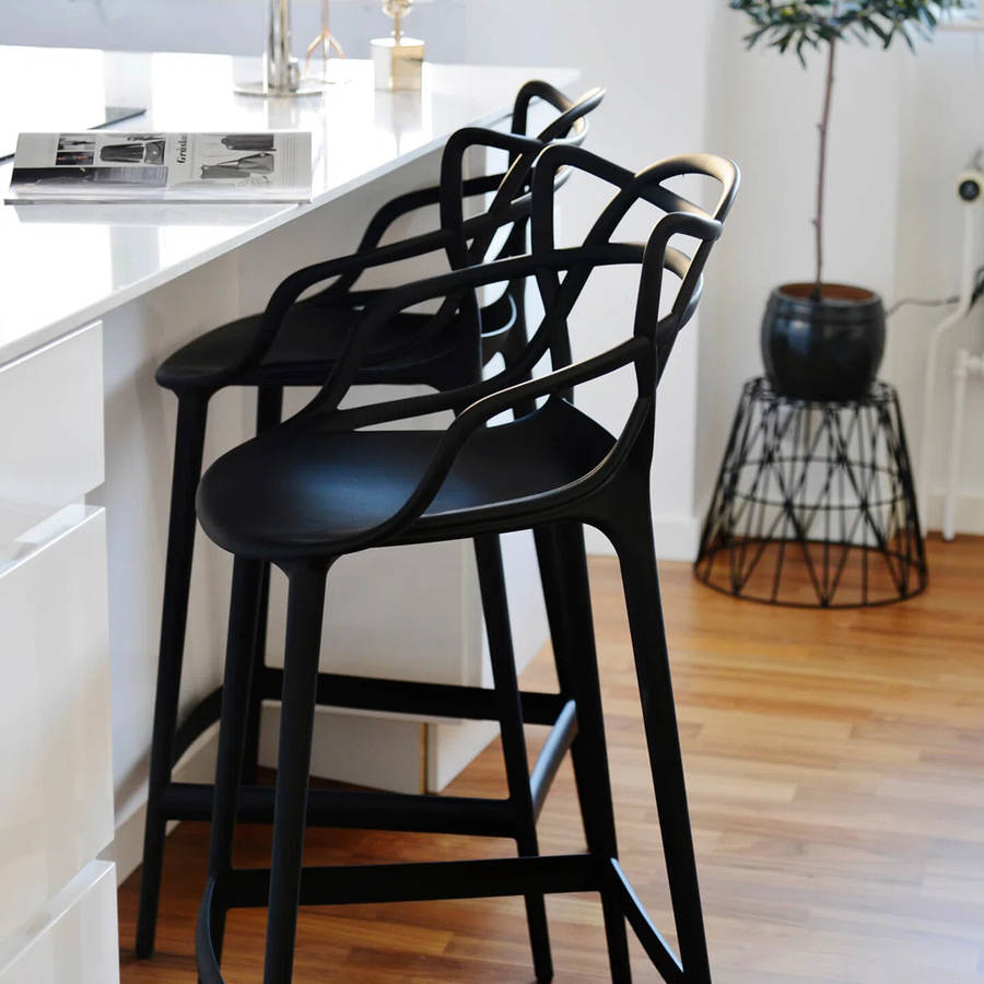 Bar Stool - Plastic - Black - 4 Pack