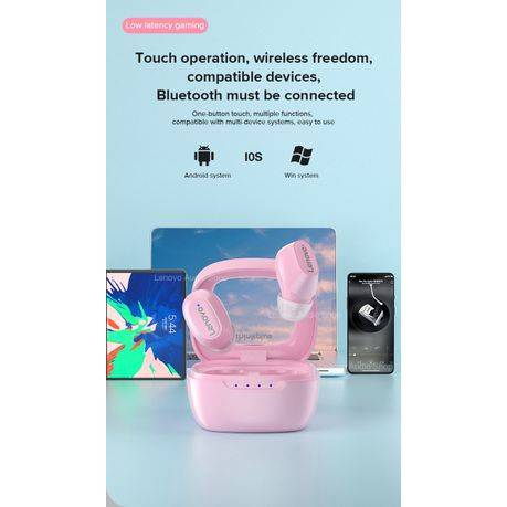 Lenovo - XT62 -Transparent Design Wireless Noise Cancelling Earphones- Pink