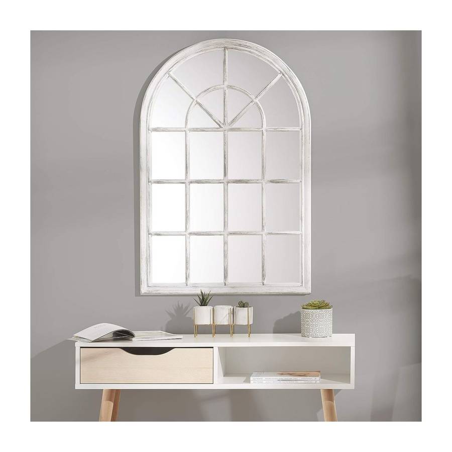 Wooden Arched Wall Mirror - 70cm