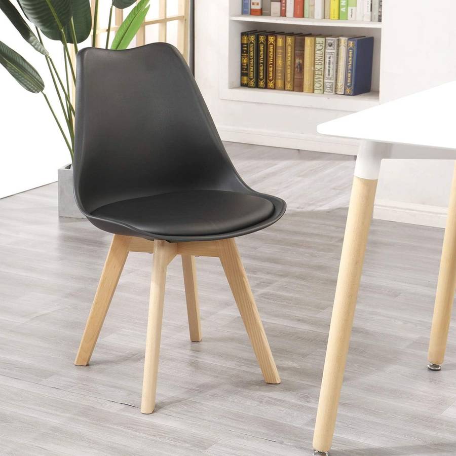 Modern and trendy padded chairs with wooden legs-8 Pack