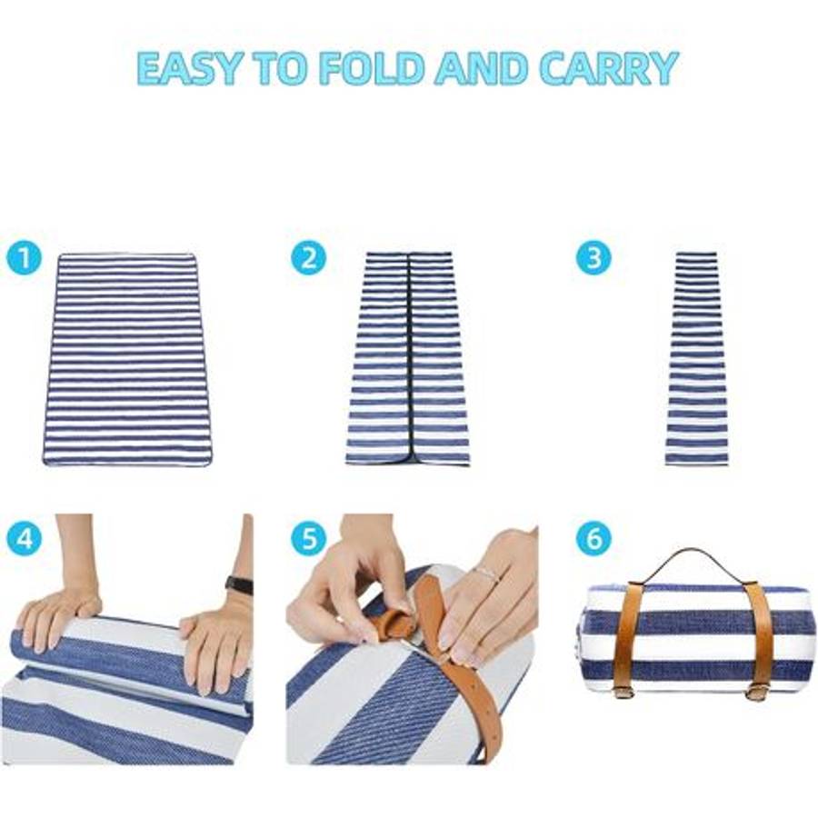 200x150cm Picnic Blanket & Camping Mat with Waterproof Under & Carry Strap