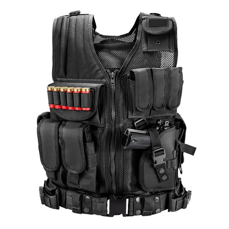 Used Black Tactical Vest with MultiPocket Design