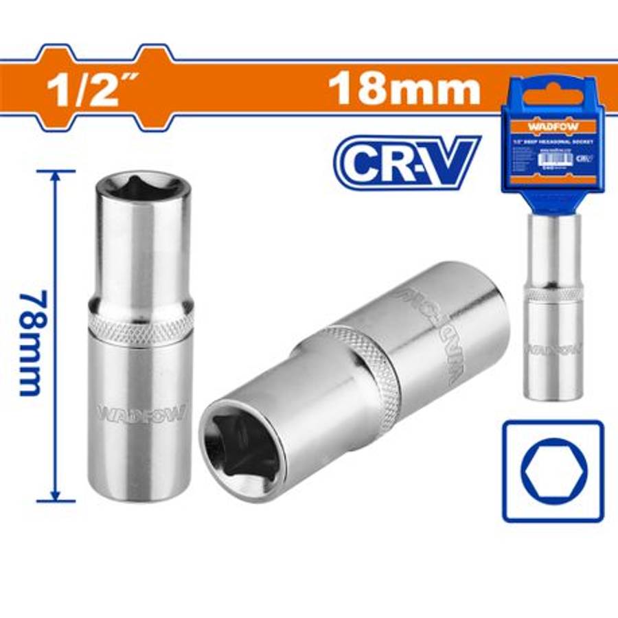 Wadfow - Deep Hex Socket (1/2") - 18mm - Wadfow - Deep Hex Socket (1/2") - 18mm