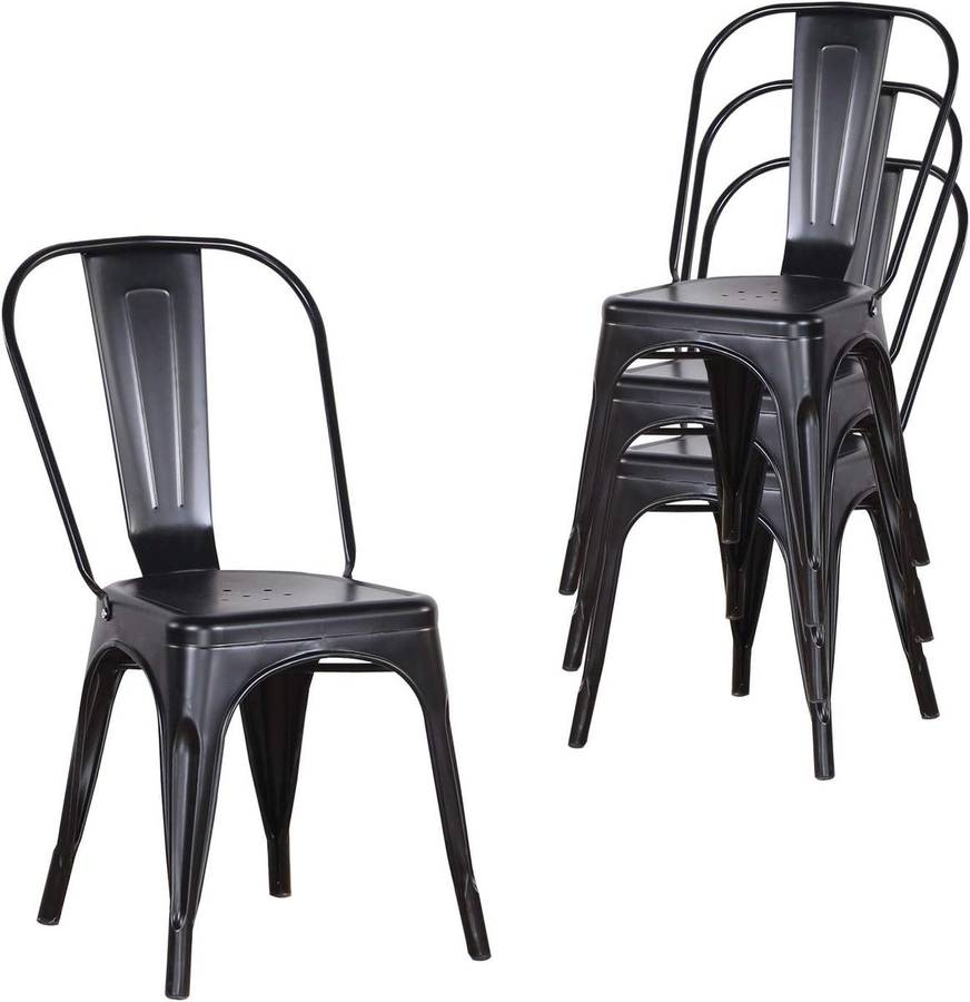 Metal stackable chair outdoor/indoor use-Black