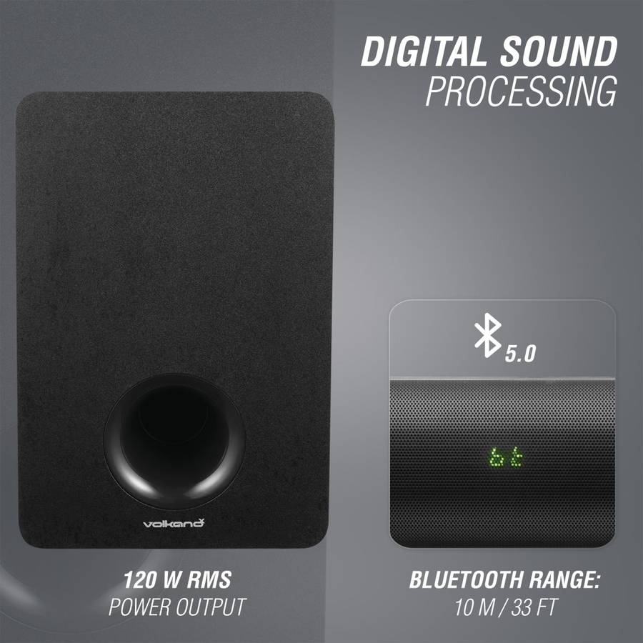 VolkanoX Hypersonic Series 120W 2.1 Soundbar with Remote Control