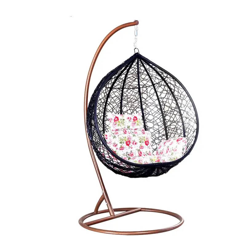 Hanging / Garden / Balcony Swing Chairs - Black / Floral White Colours