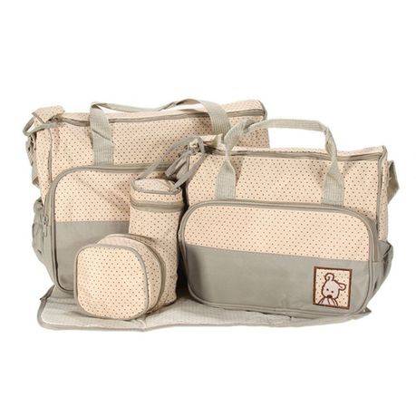 5 in 1 Multifunctional Baby Bag - Khaki Dots