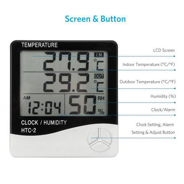 Temperature and Humidity Monitor Alarm Clock - OPEN BOX
