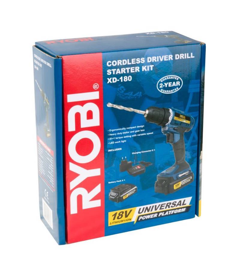 Ryobi 18V XD-180 Li-Ion Cordless Driver Drill incl charger & battery