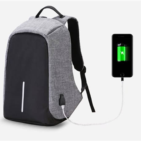 Anti theft USB Backpack GREY