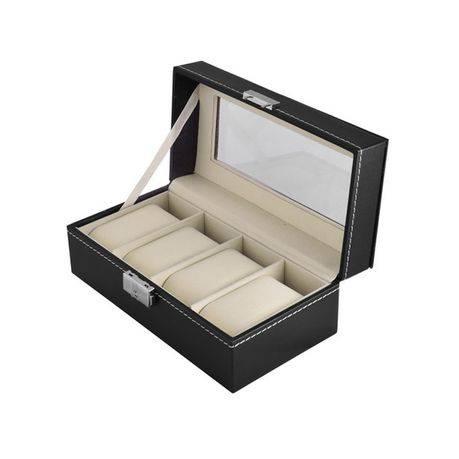 Jack Brown Luxury 3-Slot Carbon Fiber Watch Display Box - Black (REFURBISHED)