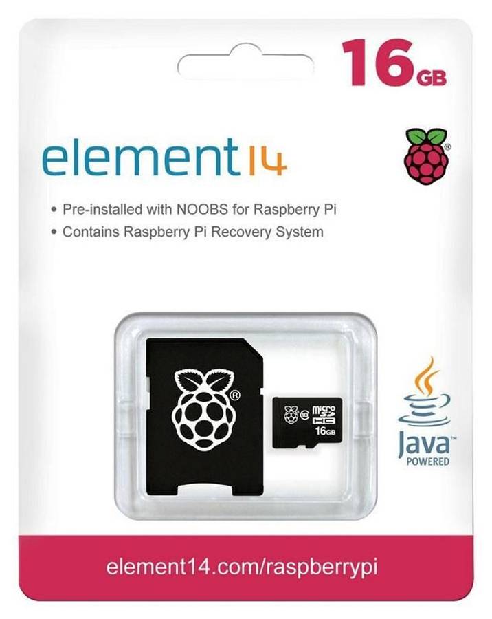 Raspberry Pi NOOBS MicroSD Cards Class 10, 16 GB